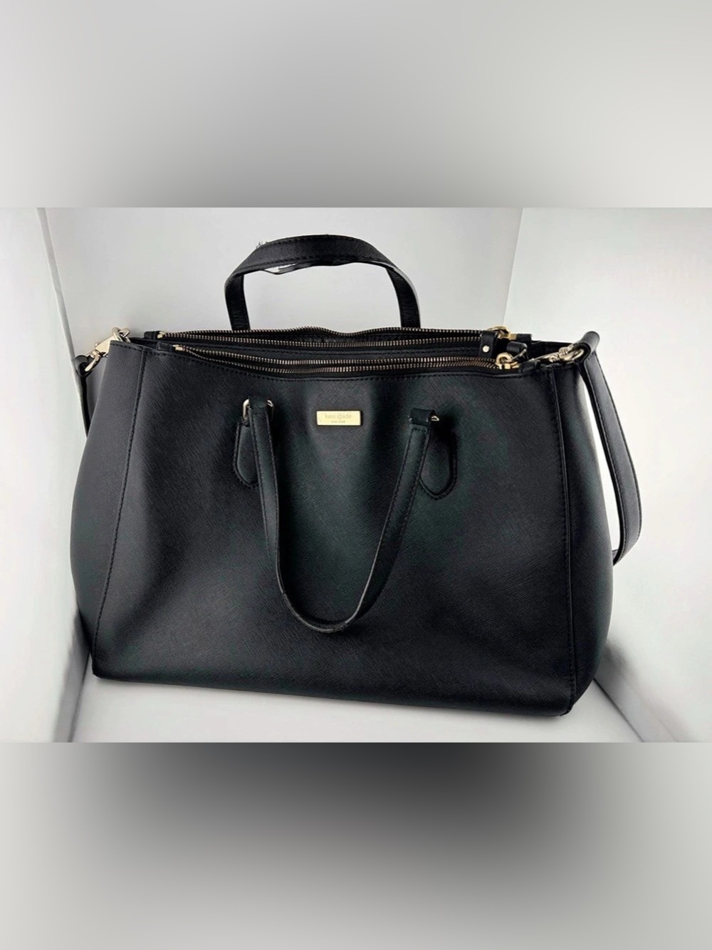 Kate Spade Laurel Way Leighann Black Leather Satchel Handbag